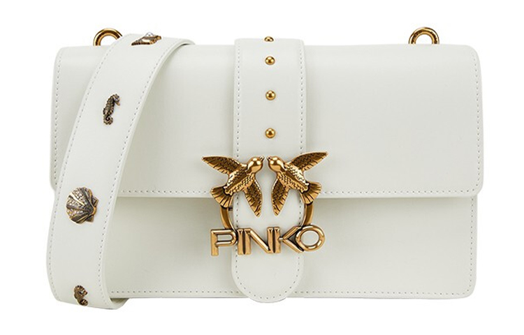 Сумка через плечо из коровьей кожи с ласточкой, женская белая PINKO
Сумка через плечо из коровьей кожи с ласточкой, женская белая PINKO