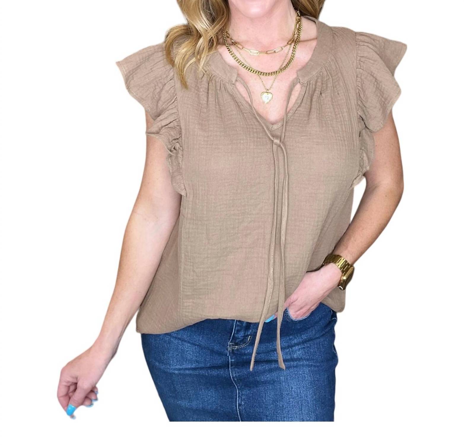 Блузка с вырезом-замочной скважиной из марли цвета мокко ANDREE BY UNIT, цвет mocha
Блузка с вырезом-замочной скважиной из марли цвета мокко ANDREE BY UNIT, цвет mocha