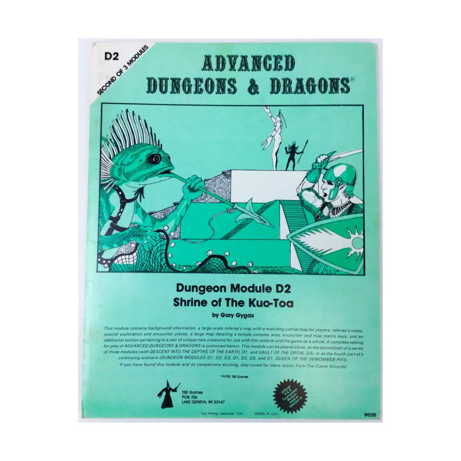 Модуль Shrine of the Kuo-Toa (2nd Printing), Advanced Dungeons & Dragons (1st Edition) - Modules & Adventures - D, G & Q Series
Модуль Shrine of the Kuo-Toa (2nd Printing), Advanced Dungeons & Dragons (1st Edition) - Modules & Adventures - D, G & Q Series