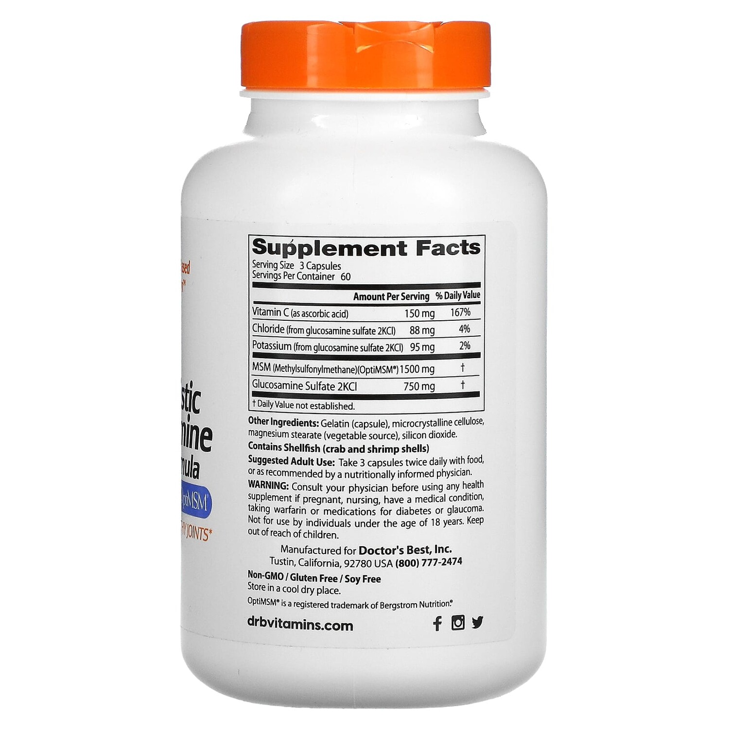 Doctor's Best Формула с глюкозамином Synergistic Glucosamine MSM Formula с OptiMSM 180 капсул 
Doctor's Best Формула с глюкозамином Synergistic Glucosamine MSM Formula с OptiMSM 180 капсул