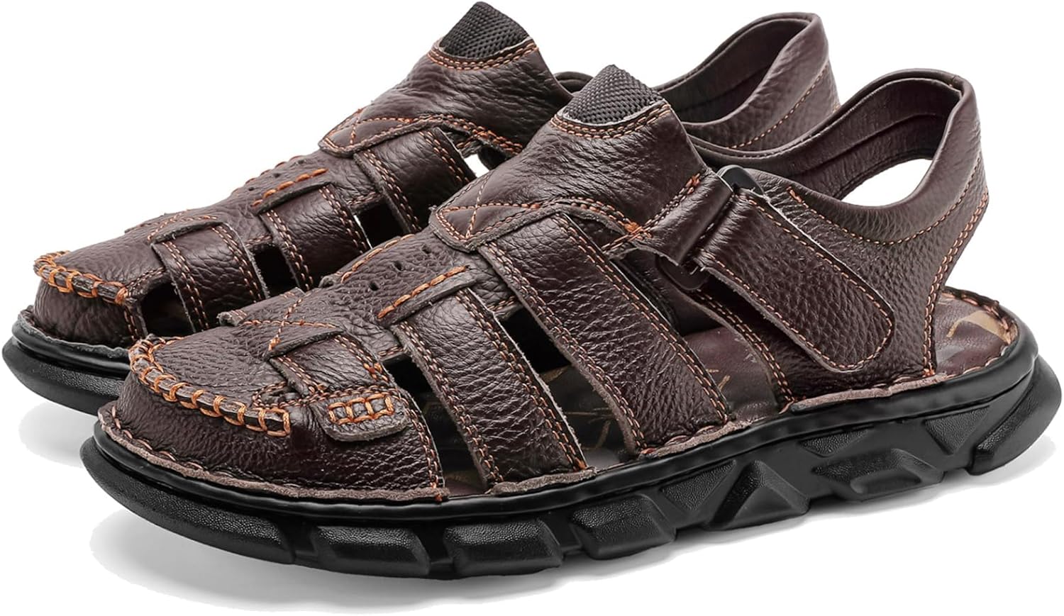 Мужские кожаные сандалии Moodeng для улицы и спорта, спортивные сандалии с закрытым носком, ручная сборка, удобные для ходьбы, темно-коричневый
Мужские кожаные сандалии Moodeng для улицы и спорта, спортивные сандалии с закрытым носком, ручная сборка, удобные для ходьбы, темно-коричневый