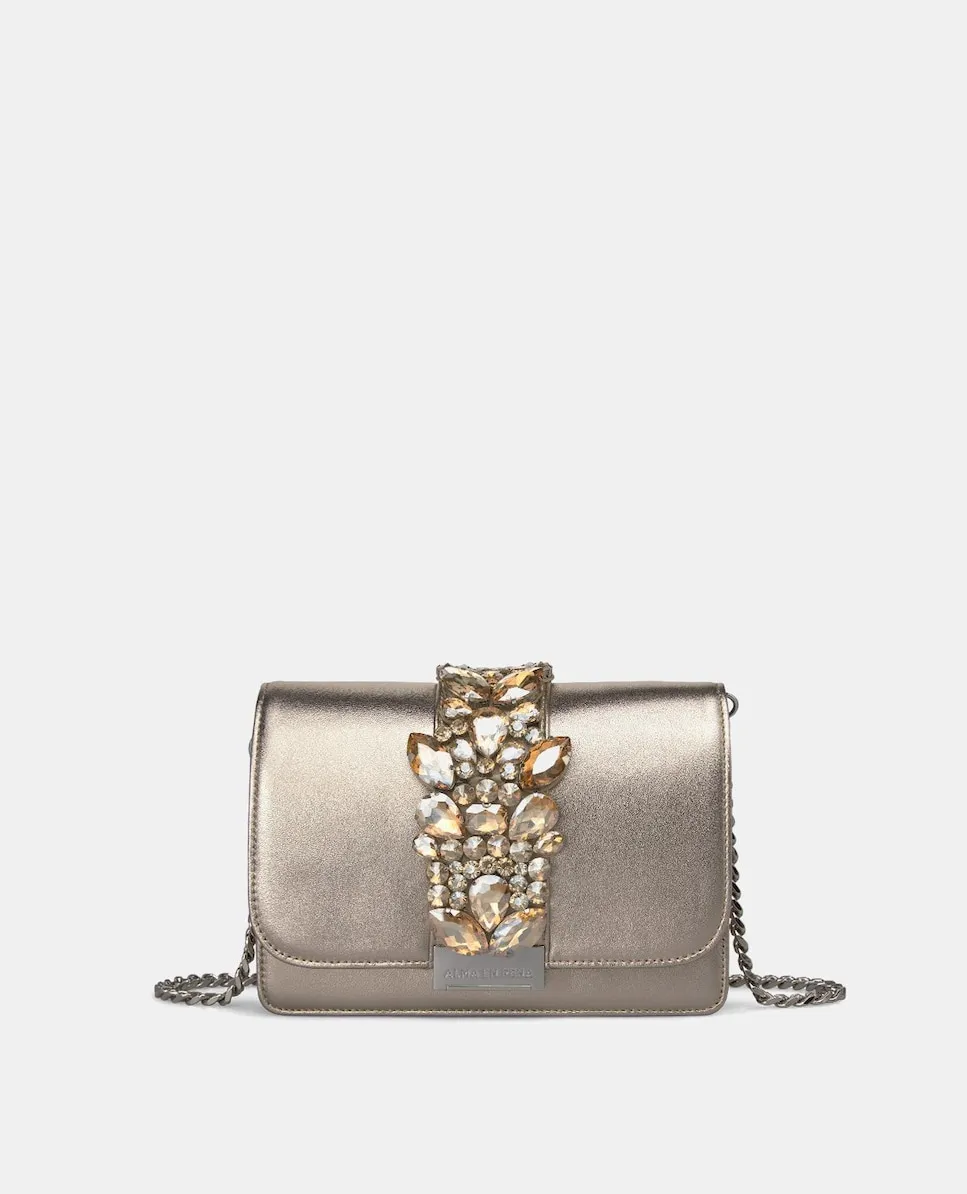 Женская кожаная сумка через плечо с брошью на клапане Alma en Pena, золотой
Женская кожаная сумка через плечо с брошью на клапане Alma en Pena, золотой