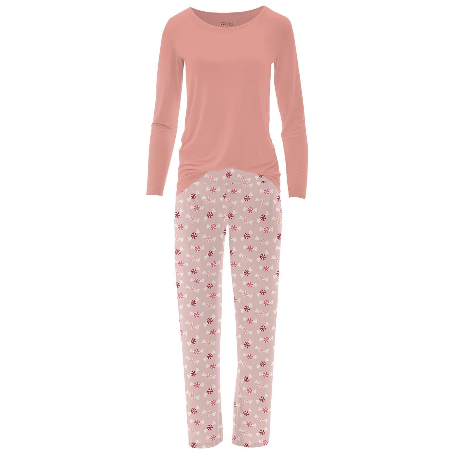 Женский комплект из футболки с длинным рукавом и пижамных штанов в нежно-розовом цвете KICKEE
Женский комплект из футболки с длинным рукавом и пижамных штанов в нежно-розовом цвете KICKEE