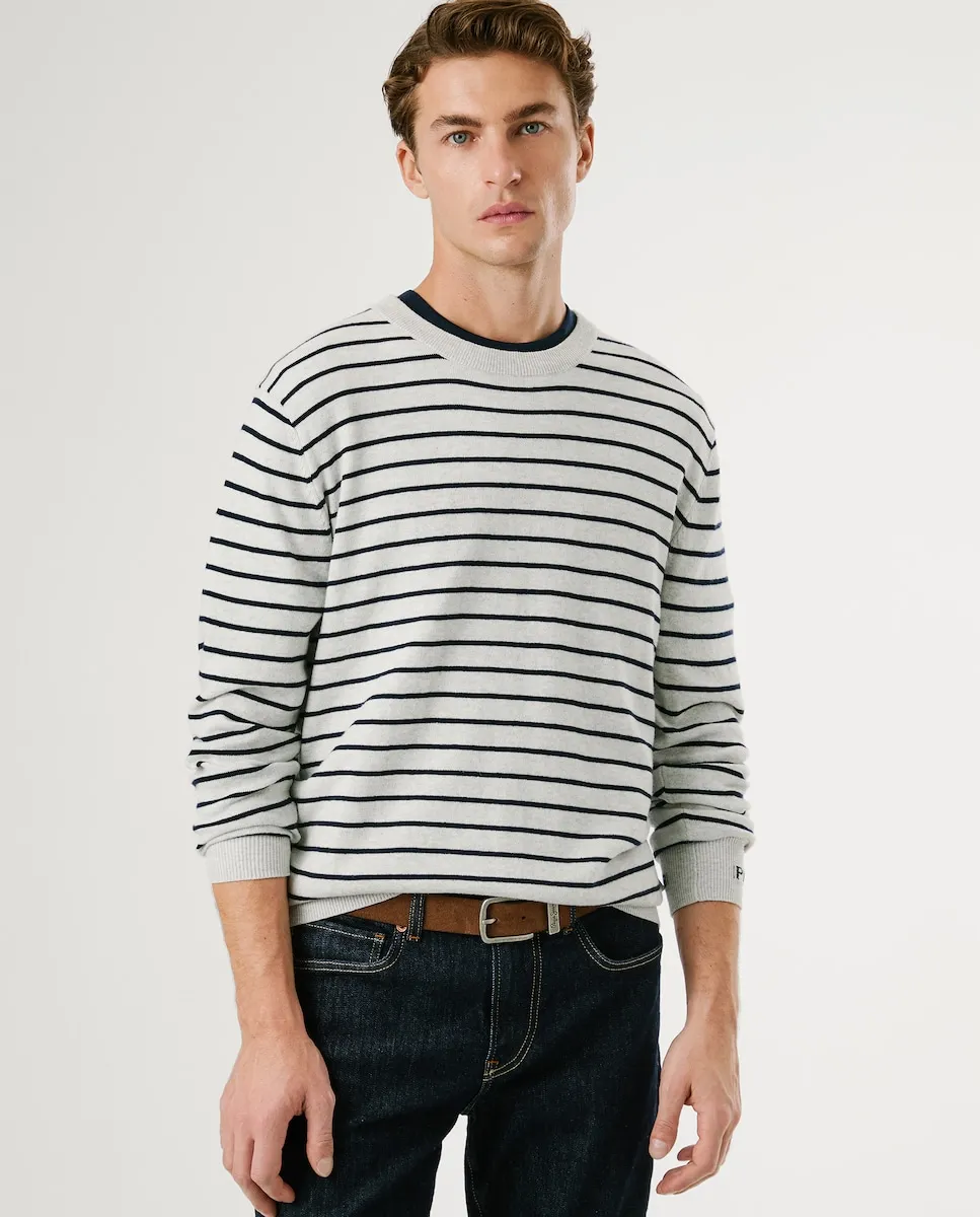 Мужской свитер с круглым вырезом в полоску Pepe Jeans, серый
Мужской свитер с круглым вырезом в полоску Pepe Jeans, серый