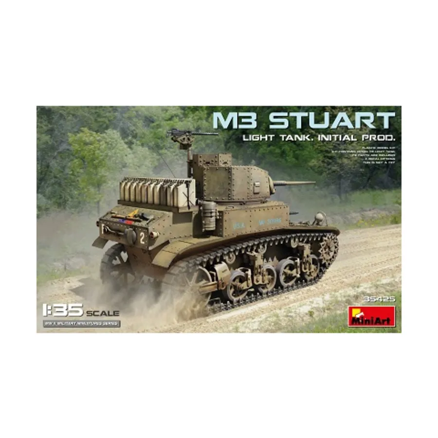 Легкий танк M3 Stuart начального производства, WWII Military Miniatures Series (1:35) (MiniArt Models)
Легкий танк M3 Stuart начального производства, WWII Military Miniatures Series (1:35) (MiniArt Models)