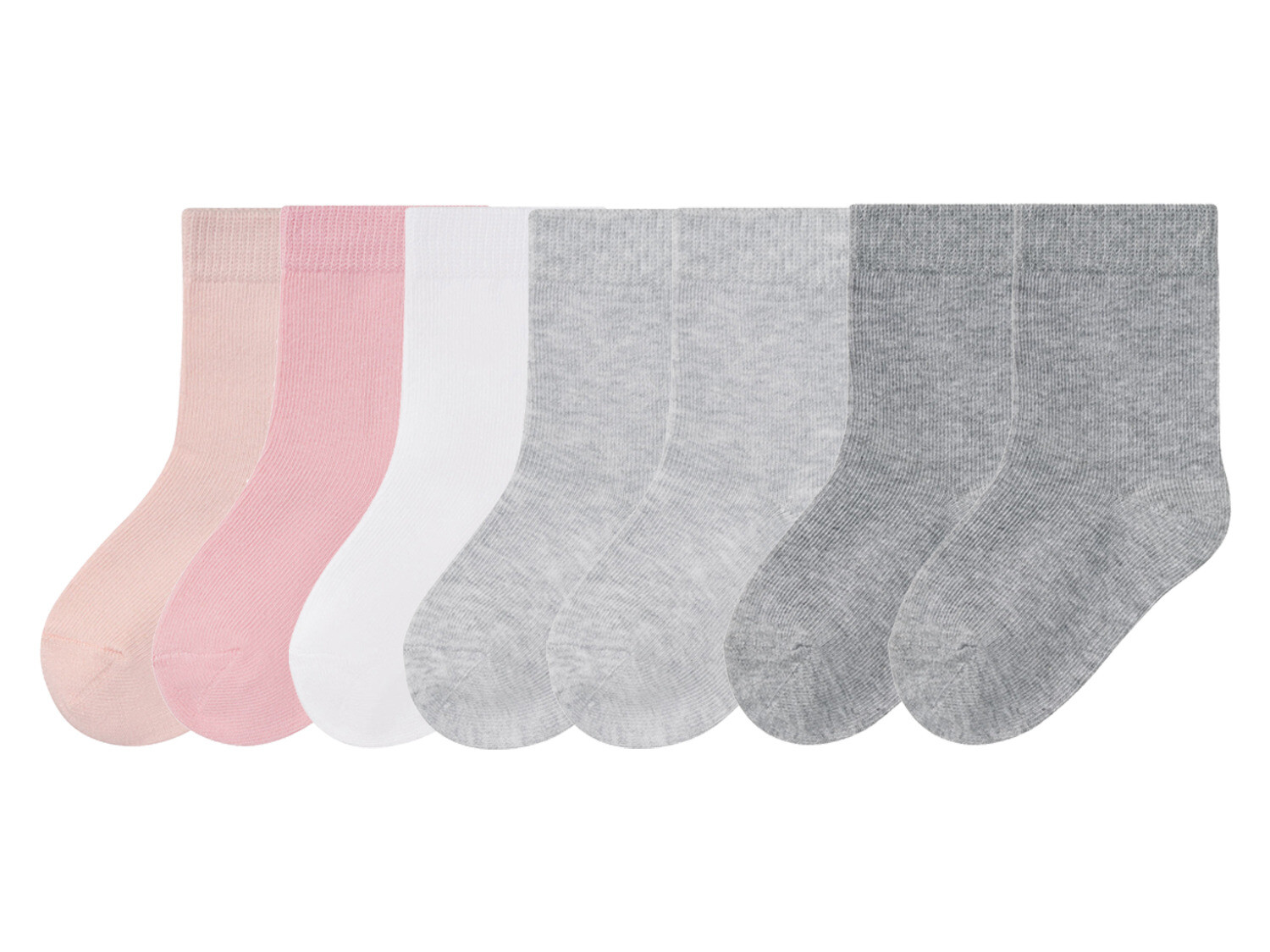 Носки для малышей lupilu, 7 пар, из натурального хлопка, розовый/белый/серый 
Носки для малышей lupilu, 7 пар, из натурального хлопка, розовый/белый/серый