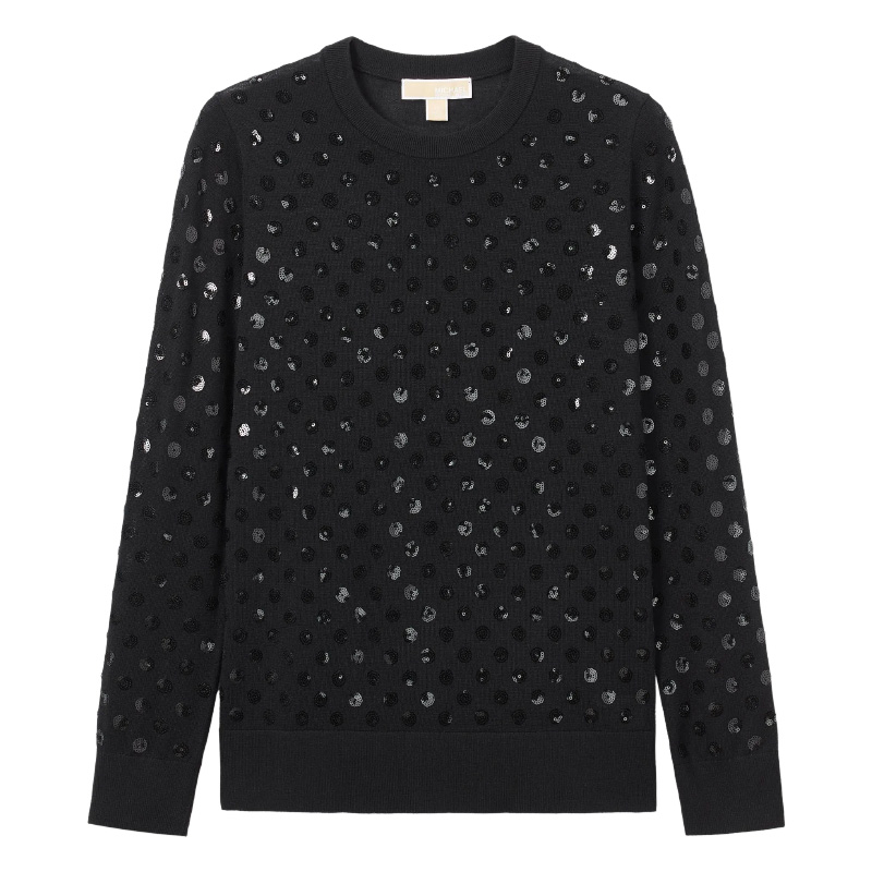 Свитер из шерсти с пайетками в горошек MICHAEL KORS, черный
Свитер из шерсти с пайетками в горошек MICHAEL KORS, черный