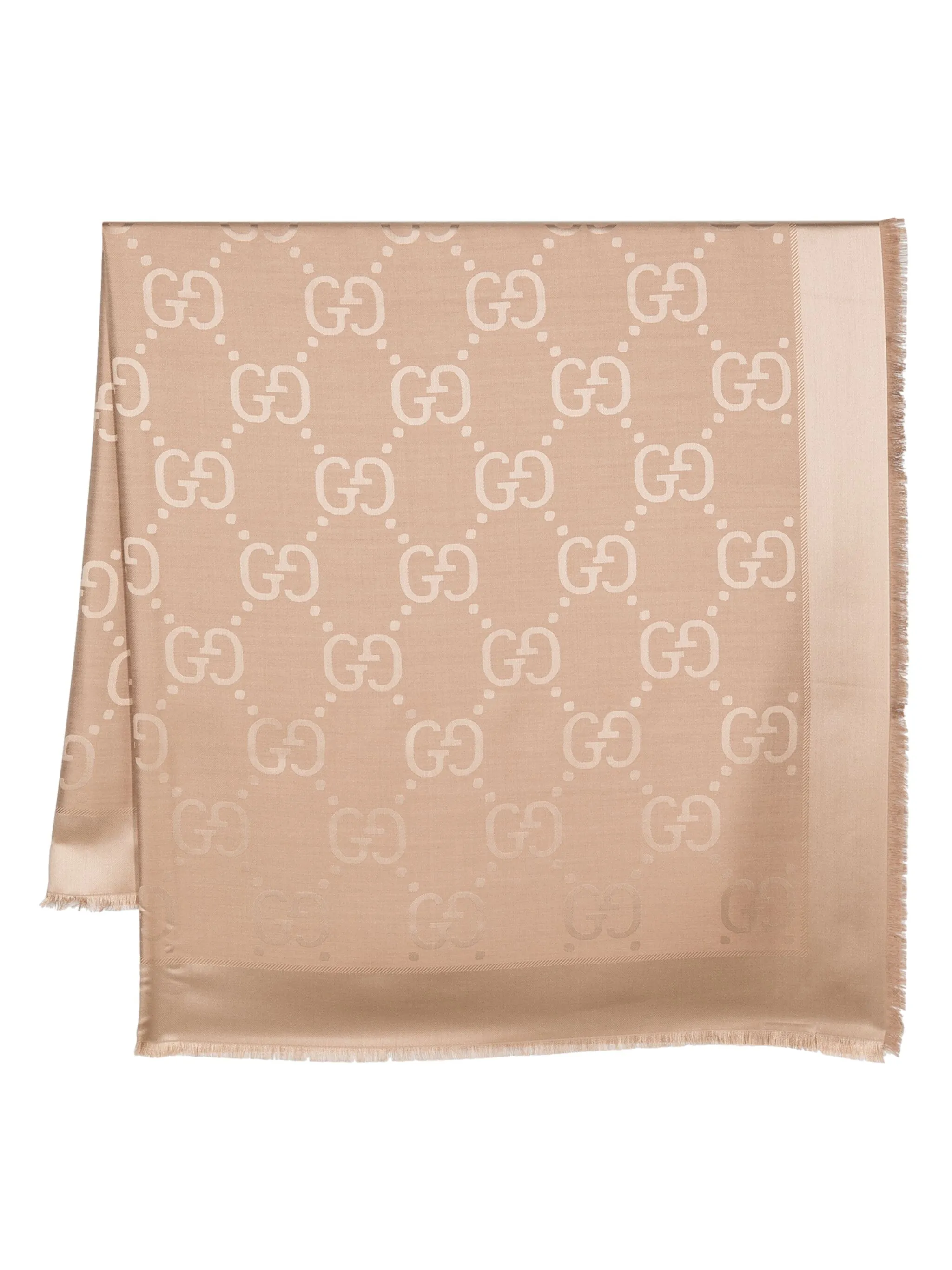 Жаккардовый шарф с бахромой и логотипом GG Gucci, бежевый
Жаккардовый шарф с бахромой и логотипом GG Gucci, бежевый