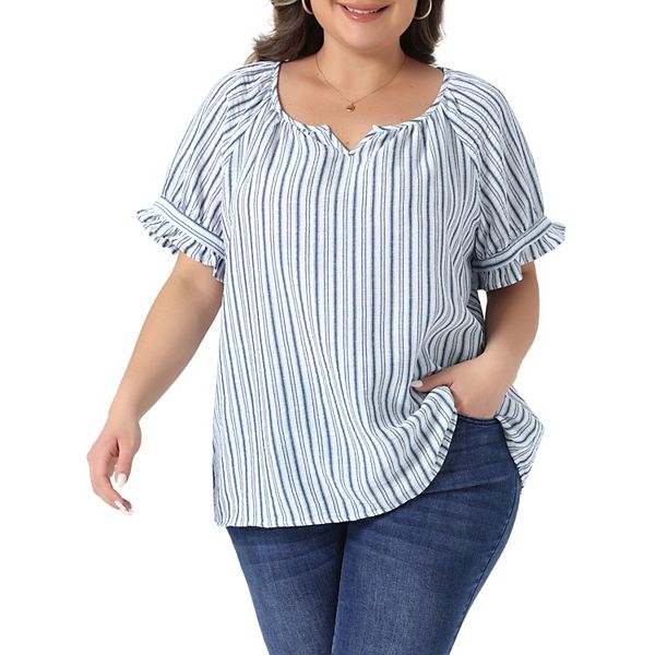 Женская блузка Plus Size с V-образным вырезом и короткими рукавами в полоску Agnes Orinda
Женская блузка Plus Size с V-образным вырезом и короткими рукавами в полоску Agnes Orinda