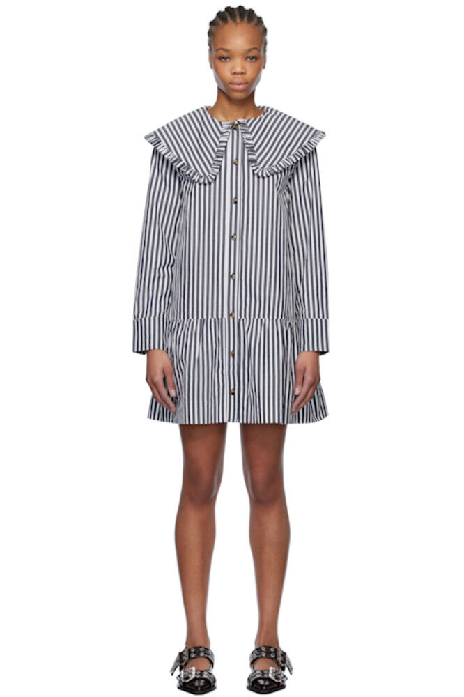 Платье-рубашка в черно-белую полоску GANNI
Платье-рубашка в черно-белую полоску GANNI