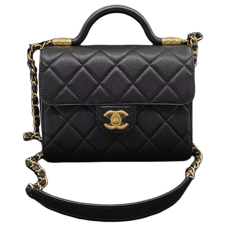 Глянцевая сумка через плечо из телячьей кожи с тиснением под зерно, сумка-кроссбоди, дамская сумка Трампетс черный CHANEL