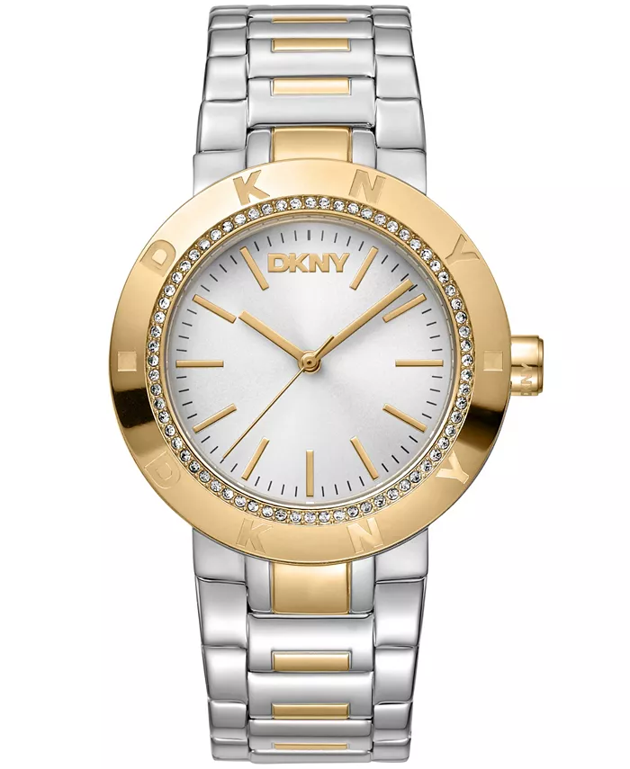 Женские часы Eastside Logo с серебристым циферблатом, золотисто-серебристым двухцветным браслетом из нержавеющей стали, 36 мм DKNY
Женские часы Eastside Logo с серебристым циферблатом, золотисто-серебристым двухцветным браслетом из нержавеющей стали, 36 мм DKNY
