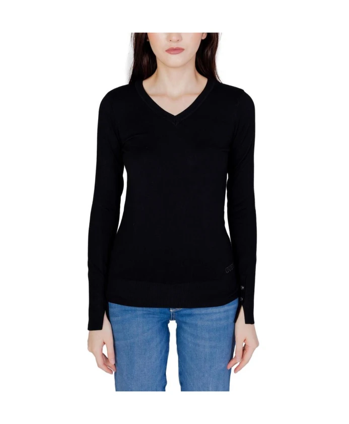 Черный хлопковый свитер с V-образным вырезом Guess, черный
Черный хлопковый свитер с V-образным вырезом Guess, черный