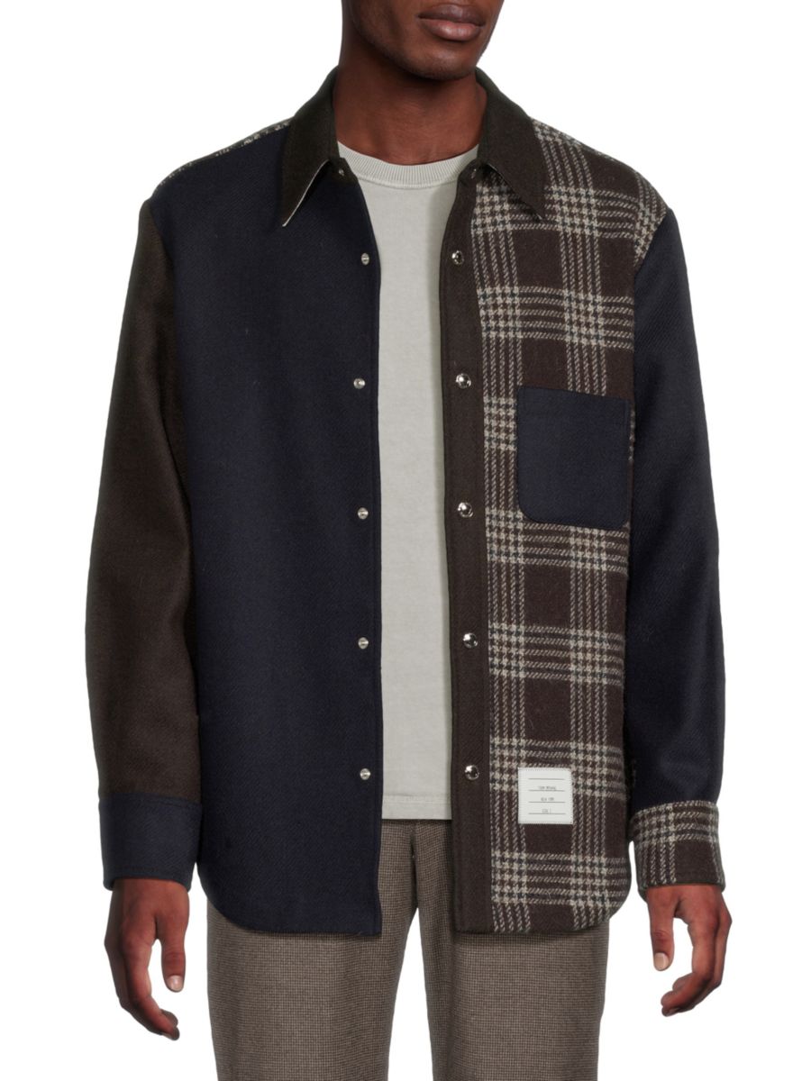 Куртка-рубашка из шерстяной ткани в полуклетку Thom Browne, цвет Dark Brown
Куртка-рубашка из шерстяной ткани в полуклетку Thom Browne, цвет Dark Brown