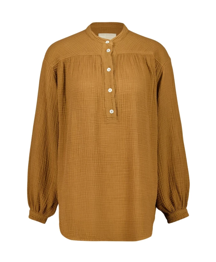 Хлопковая блузка с длинными рукавами 120% Lino, коричневый
Хлопковая блузка с длинными рукавами 120% Lino, коричневый