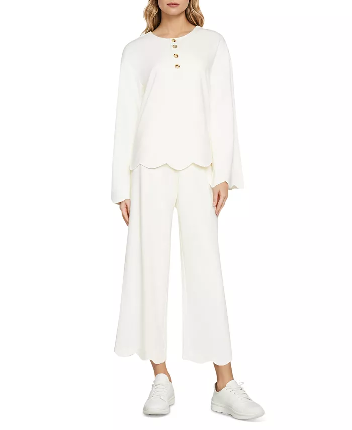 Женский топ-хенли с фестончатым краем и рукавами-колокольчиками Three Dots, белый
Женский топ-хенли с фестончатым краем и рукавами-колокольчиками Three Dots, белый