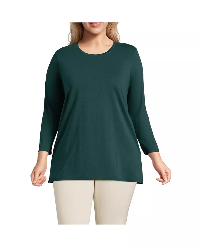 Женская туника больших размеров из хлопка Supima с круглым вырезом и рукавом 3/4 Lands' End, зеленый
Женская туника больших размеров из хлопка Supima с круглым вырезом и рукавом 3/4 Lands' End, зеленый