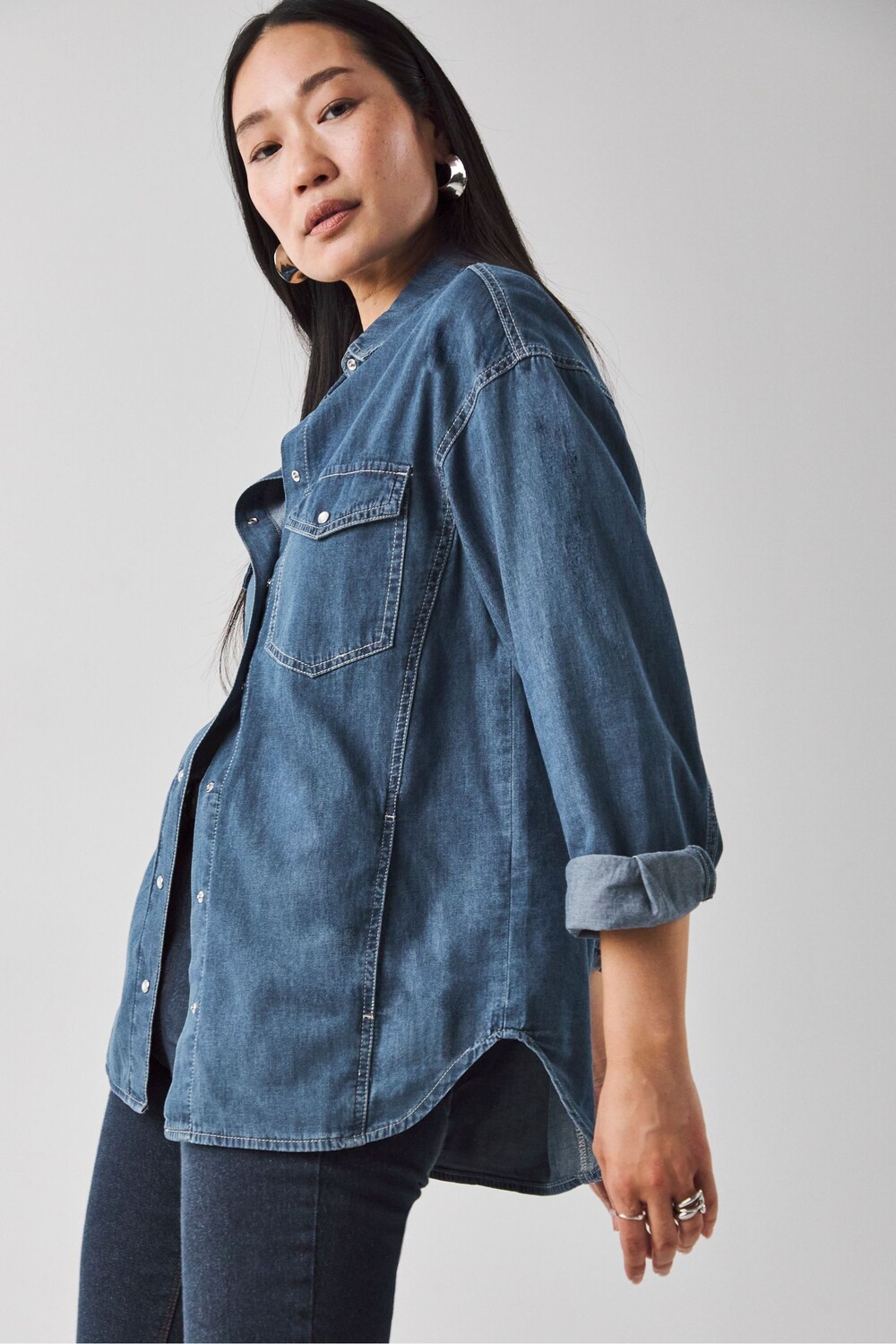 Зимняя рубашка свободного покроя из тенселя Jd Williams, синий
Зимняя рубашка свободного покроя из тенселя Jd Williams, синий