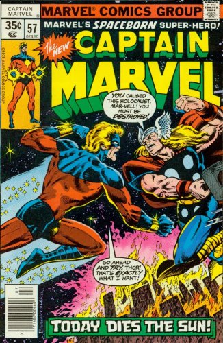 Captain Marvel #57 Today Dies the Sun! (Marvel Comics Group)
Captain Marvel #57 Today Dies the Sun! (Marvel Comics Group)