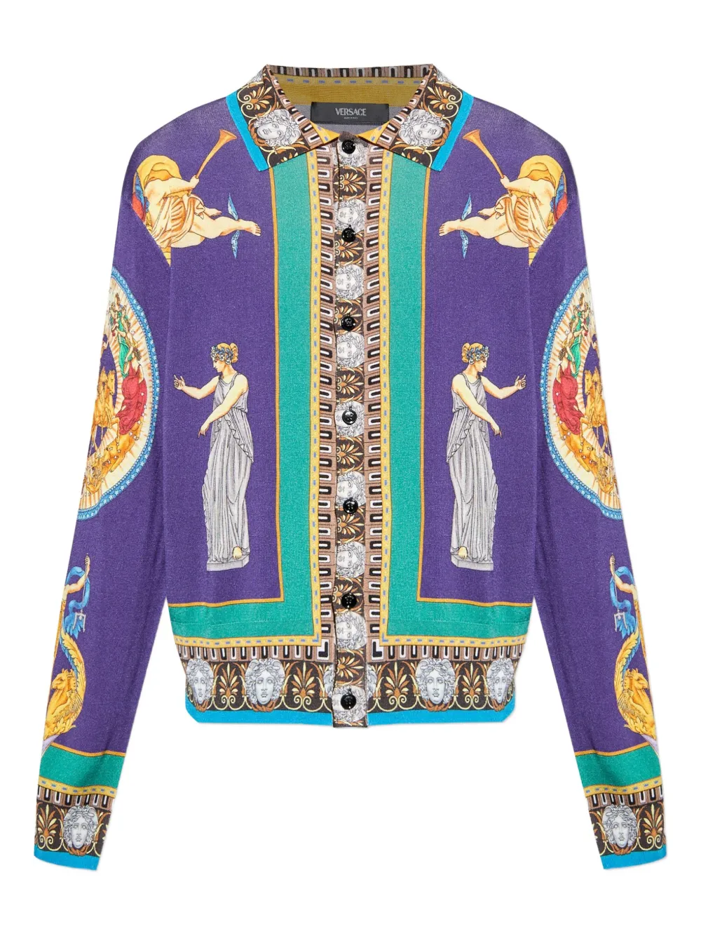 Шелковый кардиган Hall Of Statues VERSACE, фиолетовый 
Шелковый кардиган Hall Of Statues VERSACE, фиолетовый