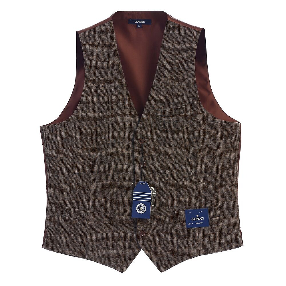 Мужской деловой твидовый жилет Gioberti на 5 пуговицах с узором «елочка», цвет Brown Checkered
Мужской деловой твидовый жилет Gioberti на 5 пуговицах с узором «елочка», цвет Brown Checkered