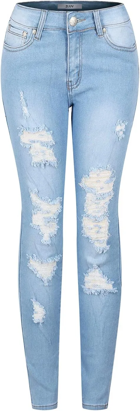 2LUV Женские потертые скинни джинсы с прорезями
2LUV Женские потертые скинни джинсы с прорезями