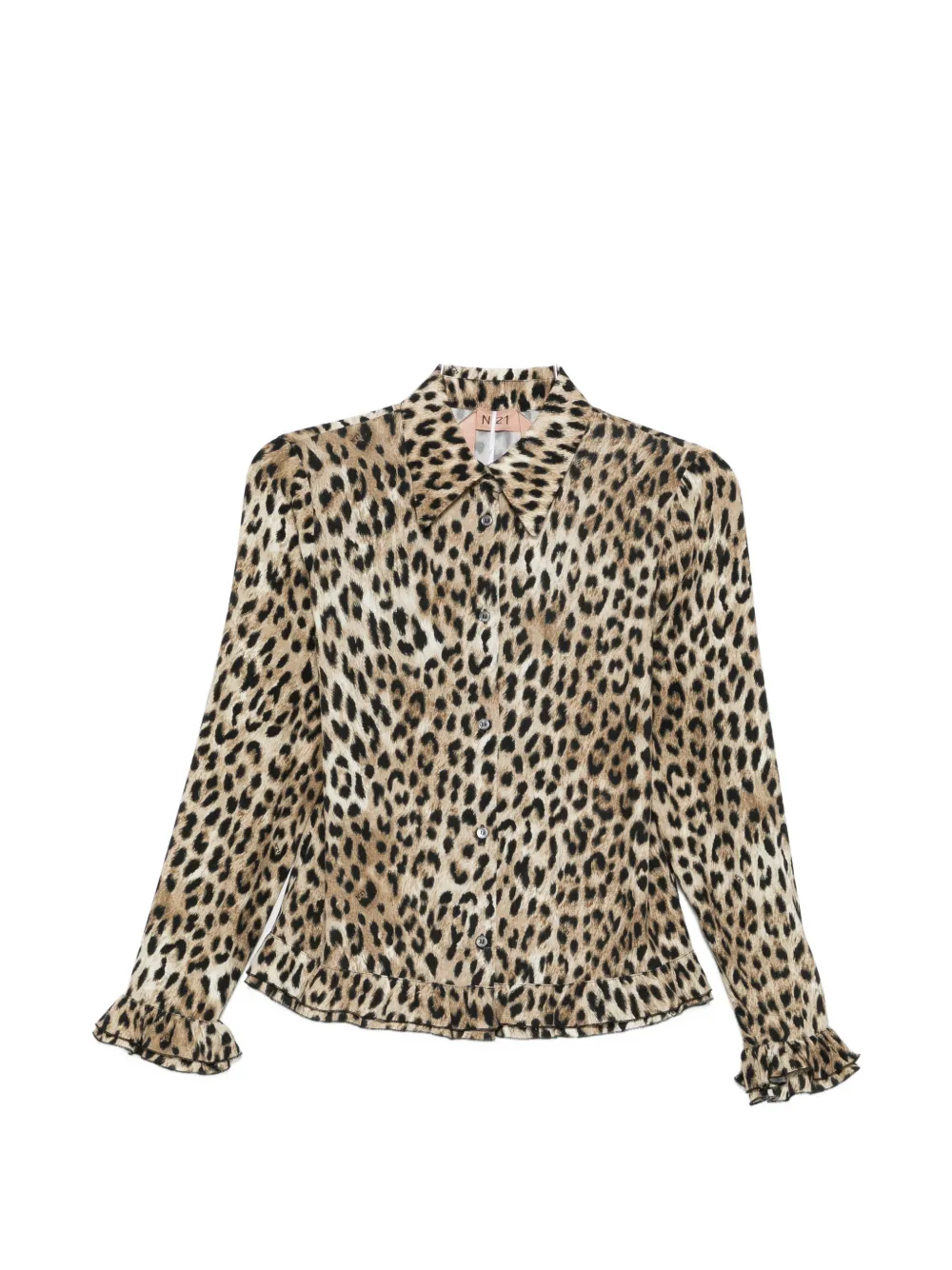 Рубашка с леопардовым принтом и оборками Nº21, бежевый
Рубашка с леопардовым принтом и оборками Nº21, бежевый