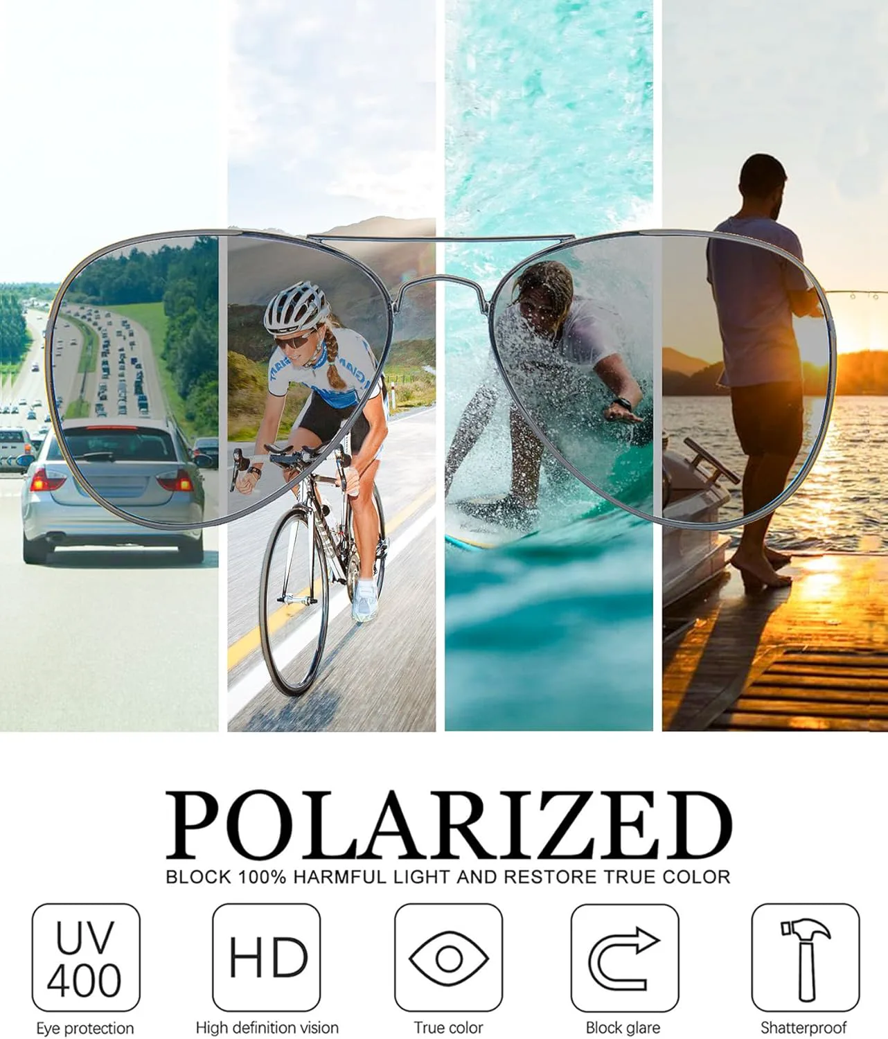 Поляризованные солнцезащитные очки-авиаторы JOOX для женщин и мужчин, линзы с защитой UV400 и легкая металлическая оправа в стиле «пилот», Shiny Gold/Brown
Поляризованные солнцезащитные очки-авиаторы JOOX для женщин и мужчин, линзы с защитой UV400 и легкая металлическая оправа в стиле «пилот», Shiny Gold/Brown