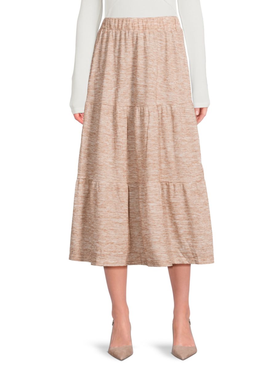 Юбка миди А-силуэта с многоярусным принтом YAL New York, бежевый 
Юбка миди А-силуэта с многоярусным принтом YAL New York, бежевый