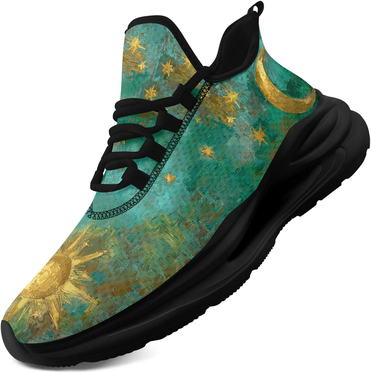 Легкие кроссовки AWSOLE с принтом Солнце, Луна, Звезда для женщин и мужчин, дышащая сетка, для бега и ходьбы, модные, комфортные тренировочные, черный/зеленый/золотой
Легкие кроссовки AWSOLE с принтом Солнце, Луна, Звезда для женщин и мужчин, дышащая сетка, для бега и ходьбы, модные, комфортные тренировочные, черный/зеленый/золотой