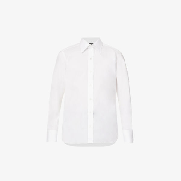 Рубашка узкого кроя из хлопкового поплина с прямой кокеткой и раздвинутым воротником Tom Ford, белый
Рубашка узкого кроя из хлопкового поплина с прямой кокеткой и раздвинутым воротником Tom Ford, белый