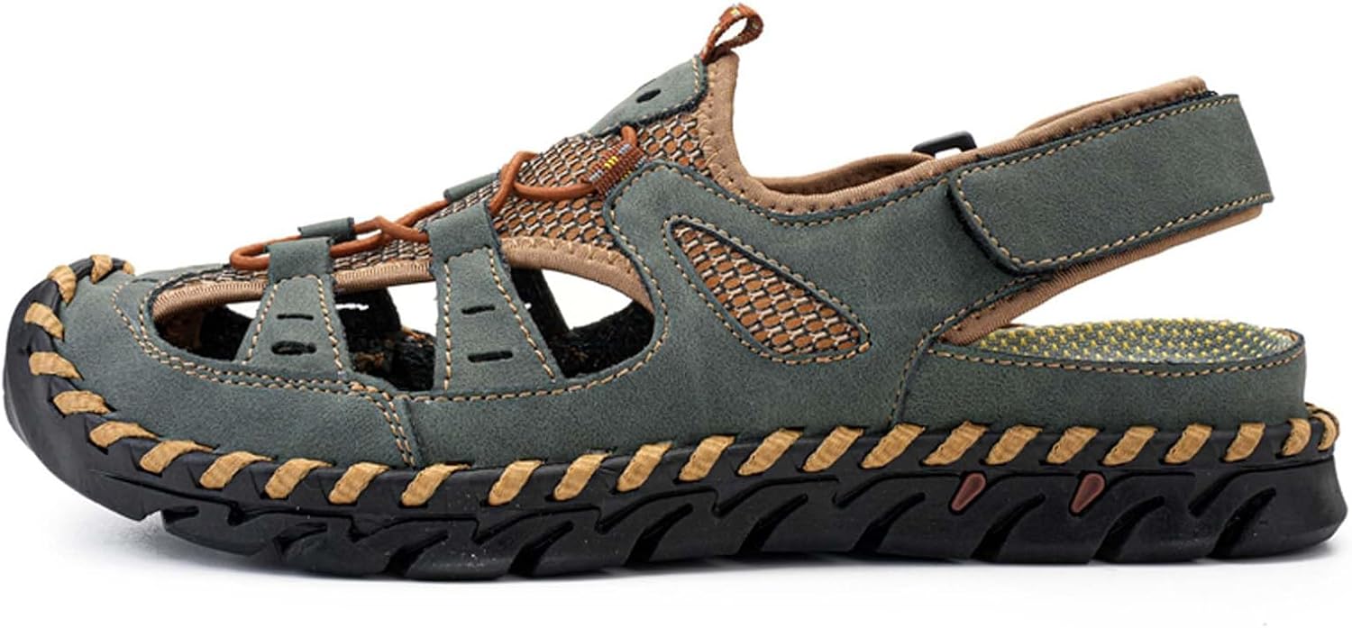 Мужские спортивные сандалии с закрытым носком из кожи и сетки, дышащие, противоскользящие, быстросохнущие, легкие, для повседневной прогулки, пляжа, походов, скалолазания и активного отдыха Generic, зеленый
Мужские спортивные сандалии с закрытым носком из кожи и сетки, дышащие, противоскользящие, быстросохнущие, легкие, для повседневной прогулки, пляжа, походов, скалолазания и активного отдыха Generic, зеленый