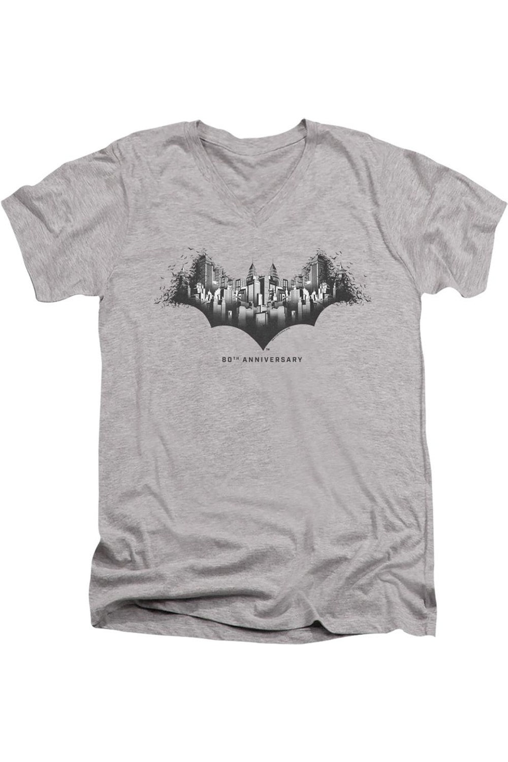 Футболка с коротким рукавом Batman Gotham Shield для взрослых из премиального хлопка с V-образным вырезом Gildan, цвет athletic heather 
Футболка с коротким рукавом Batman Gotham Shield для взрослых из премиального хлопка с V-образным вырезом Gildan, цвет athletic heather