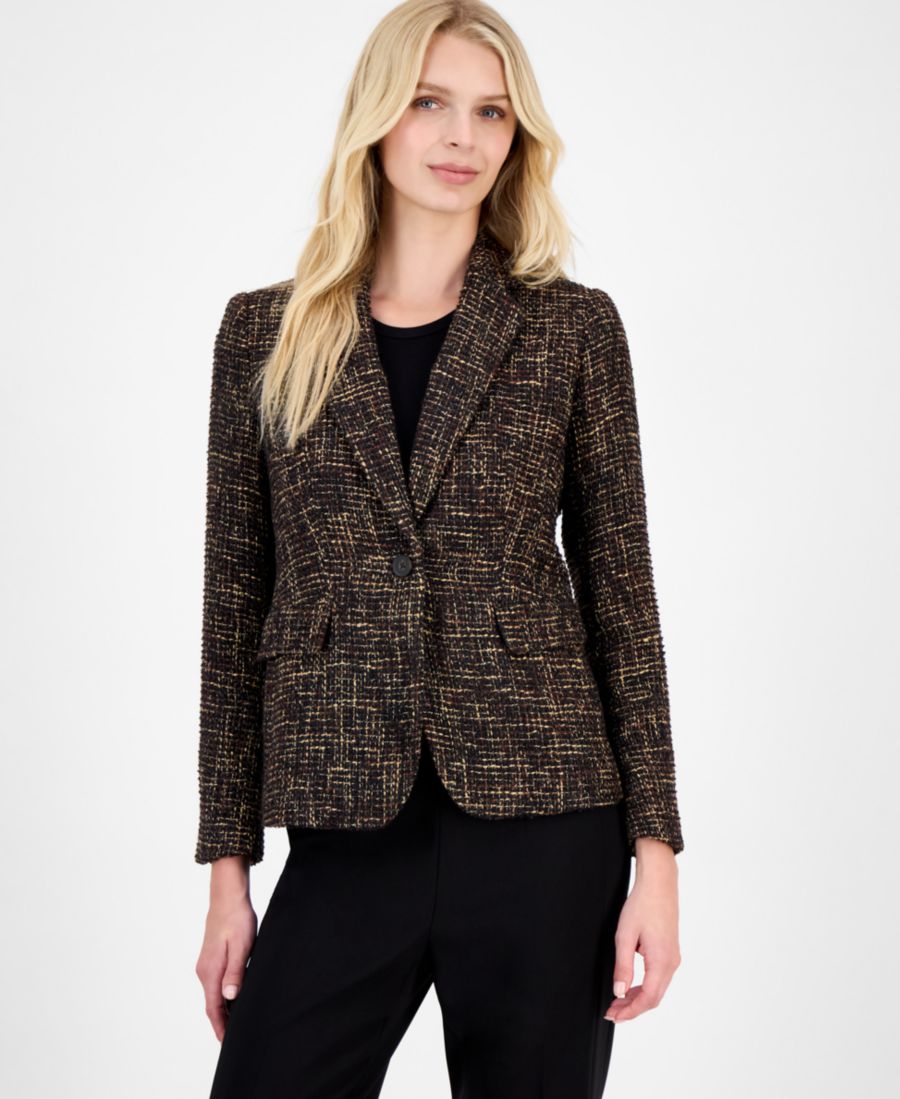 Женский твидовый жакет с воротником-стойкой и одной пуговицей Anne Klein, Deep Mahogany Multi
Женский твидовый жакет с воротником-стойкой и одной пуговицей Anne Klein, Deep Mahogany Multi