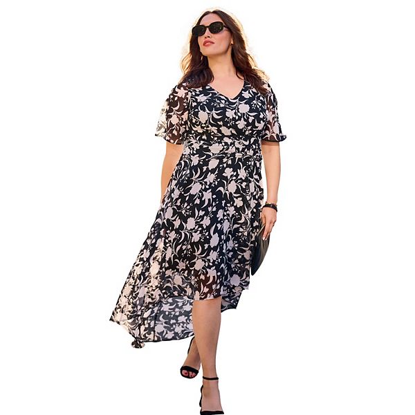 Женское платье миди plus size high-low Avenue, Black Bloom
Женское платье миди plus size high-low Avenue, Black Bloom
