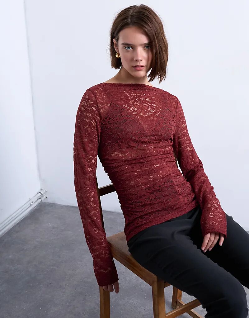 Топ Topshop с разрезом по горловине и завязками по бокам, темно-красный
Топ Topshop с разрезом по горловине и завязками по бокам, темно-красный