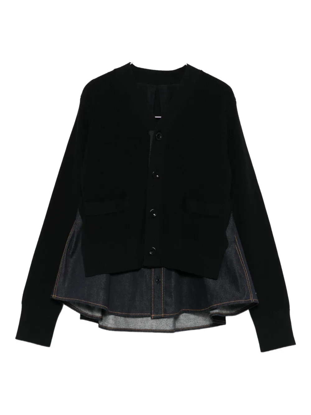 Кардиган с джинсовой вставкой в рубчик SACAI, черный
Кардиган с джинсовой вставкой в рубчик SACAI, черный