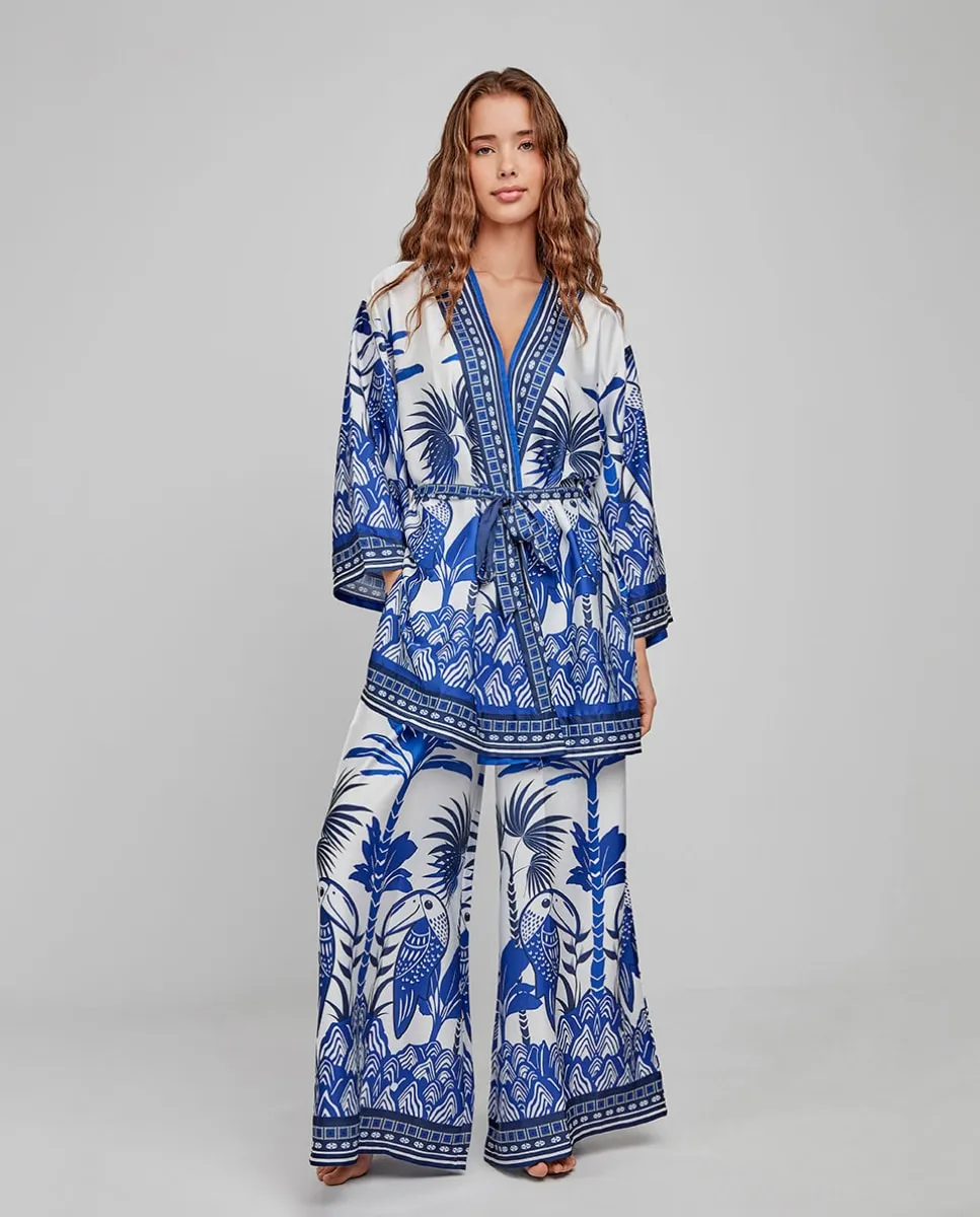 Длинный халат с рукавами 3/4 из атласной ткани с тропическим принтом Gisela, мультиколор
Длинный халат с рукавами 3/4 из атласной ткани с тропическим принтом Gisela, мультиколор