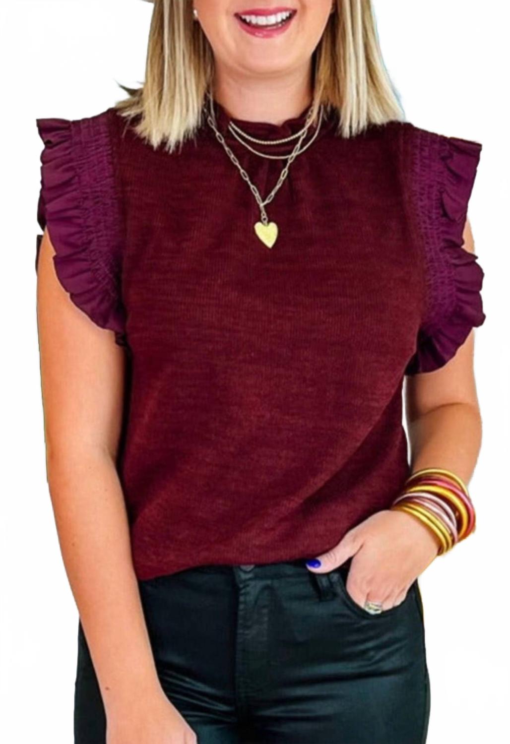 Сиенна топ с рюшами в бордовом THML
Сиенна топ с рюшами в бордовом THML