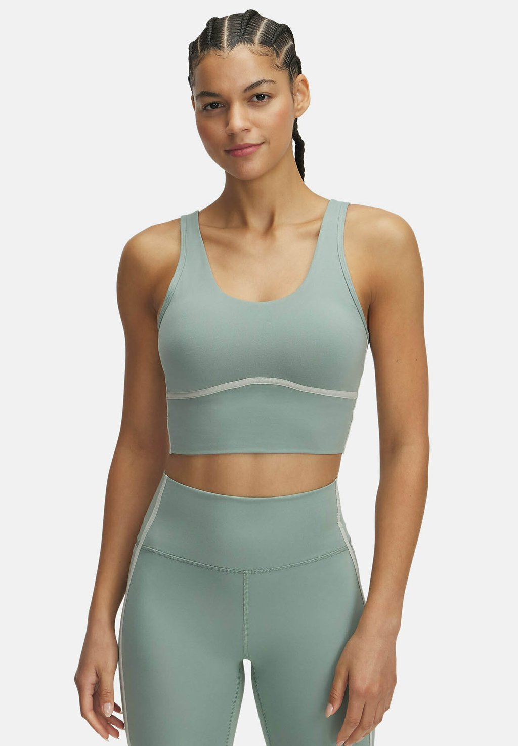 Топ SLEEVELESS MERIDIAN PIPED CROP TANK Under Armour, зеленый 
Топ SLEEVELESS MERIDIAN PIPED CROP TANK Under Armour, зеленый