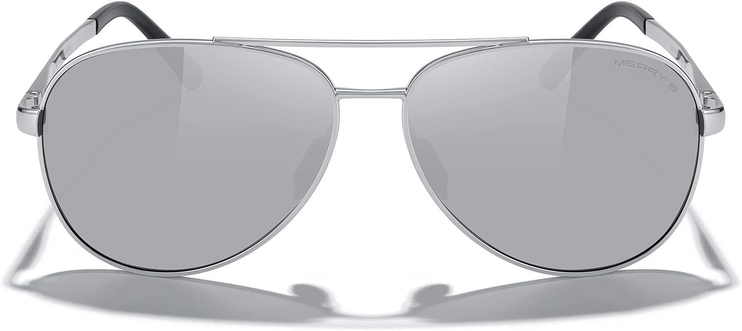 Солнцезащитные очки-авиаторы MERRY'S для мужчин и женщин - поляризованные очки для вождения, зеркальные линзы, защита от УФ-излучения UV 400, диаметр линз 58 мм, Silver Frame/Silver Mirror Lens
Солнцезащитные очки-авиаторы MERRY'S для мужчин и женщин - поляризованные очки для вождения, зеркальные линзы, защита от УФ-излучения UV 400, диаметр линз 58 мм, Silver Frame/Silver Mirror Lens