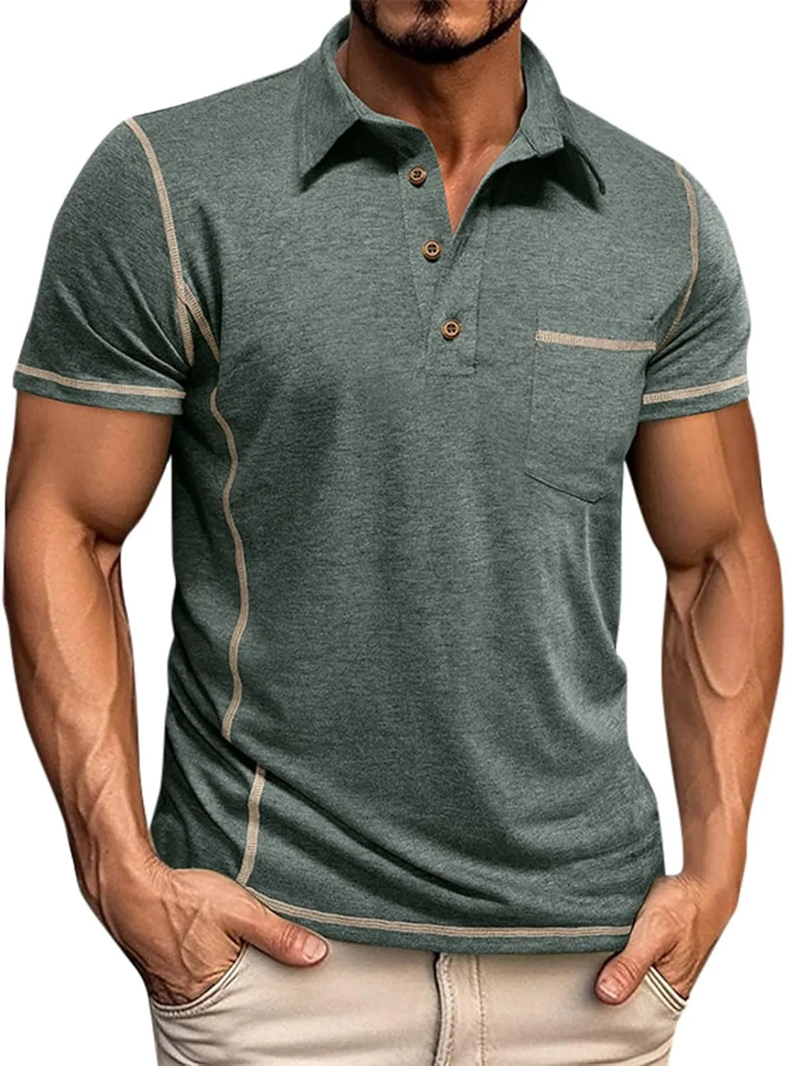 Мужская поло с коротким рукавом и карманом, летняя, комфортный крой
Мужская поло с коротким рукавом и карманом, летняя, комфортный крой