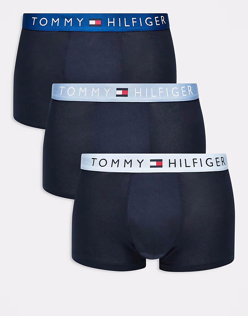Комплект из 3-х оригинальных трусов Tommy Hilfiger темно-синего цвета с синим поясом 
Комплект из 3-х оригинальных трусов Tommy Hilfiger темно-синего цвета с синим поясом