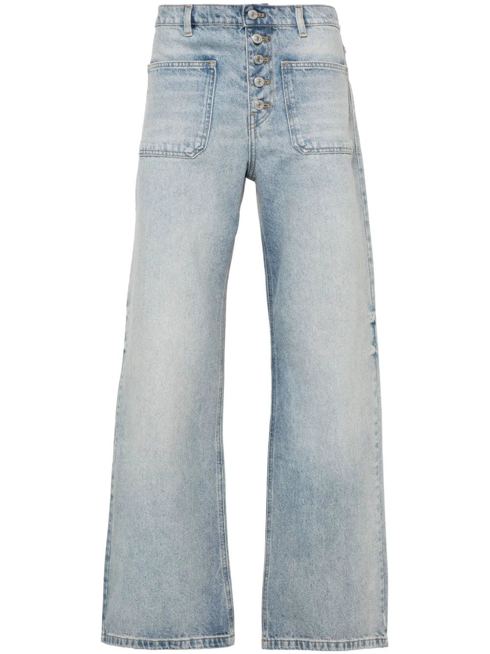 Прямые джинсы с вышитым логотипом Courrèges, синий 
Прямые джинсы с вышитым логотипом Courrèges, синий