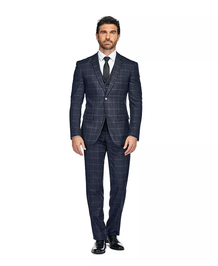 Мужской трехкомпонентный костюм в клетку Windowpane Slim Fit Gino Vitale, синий
Мужской трехкомпонентный костюм в клетку Windowpane Slim Fit Gino Vitale, синий