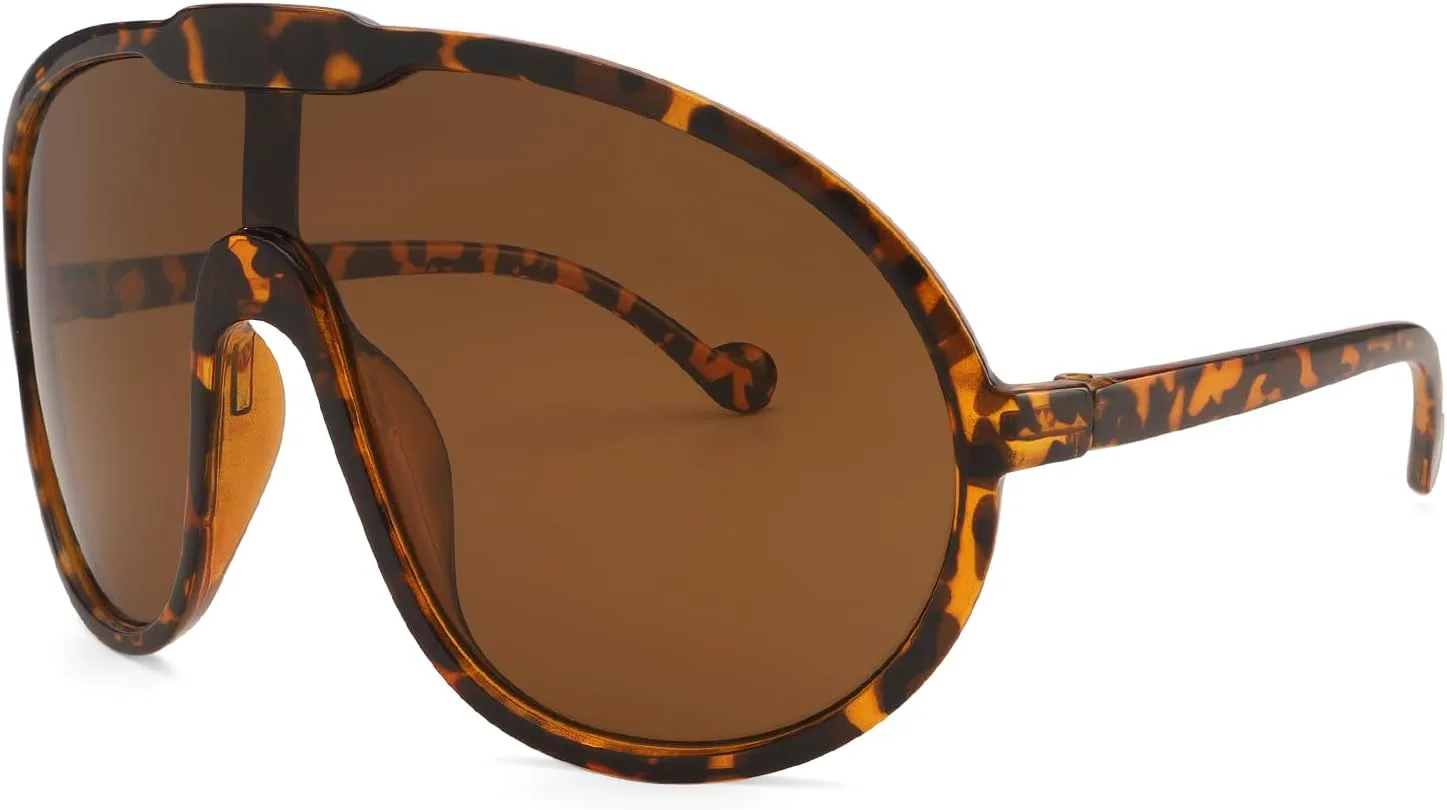 Солнцезащитные очки Dollger Oversized One Piece для женщин и мужчин, модные, с обтекаемой формой и защитой от УФ-излучения UV400, Leopard Frame Tea Lenses
Солнцезащитные очки Dollger Oversized One Piece для женщин и мужчин, модные, с обтекаемой формой и защитой от УФ-излучения UV400, Leopard Frame Tea Lenses