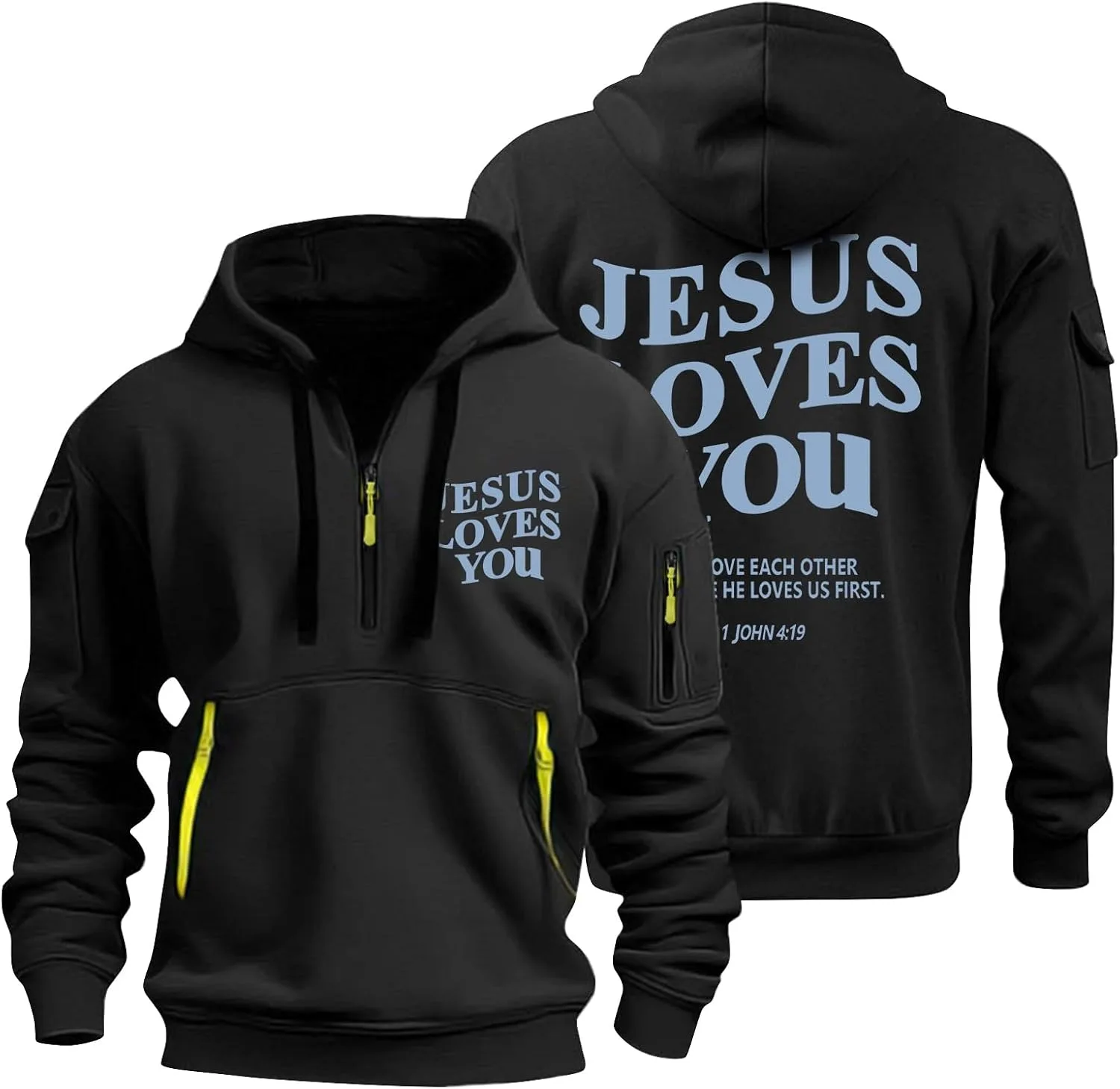 Толстовка с капюшоном для мужчин, 1/4 молния, длинный рукав, с карманами FQZWONG
Толстовка с капюшоном для мужчин, 1/4 молния, длинный рукав, с карманами FQZWONG