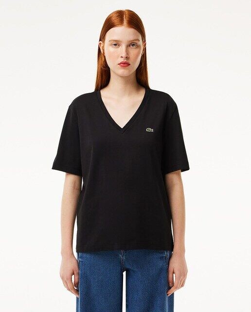 Футболка свободного кроя с V-образным вырезом из мягкого хлопкового трикотажа Lacoste, черный
Футболка свободного кроя с V-образным вырезом из мягкого хлопкового трикотажа Lacoste, черный