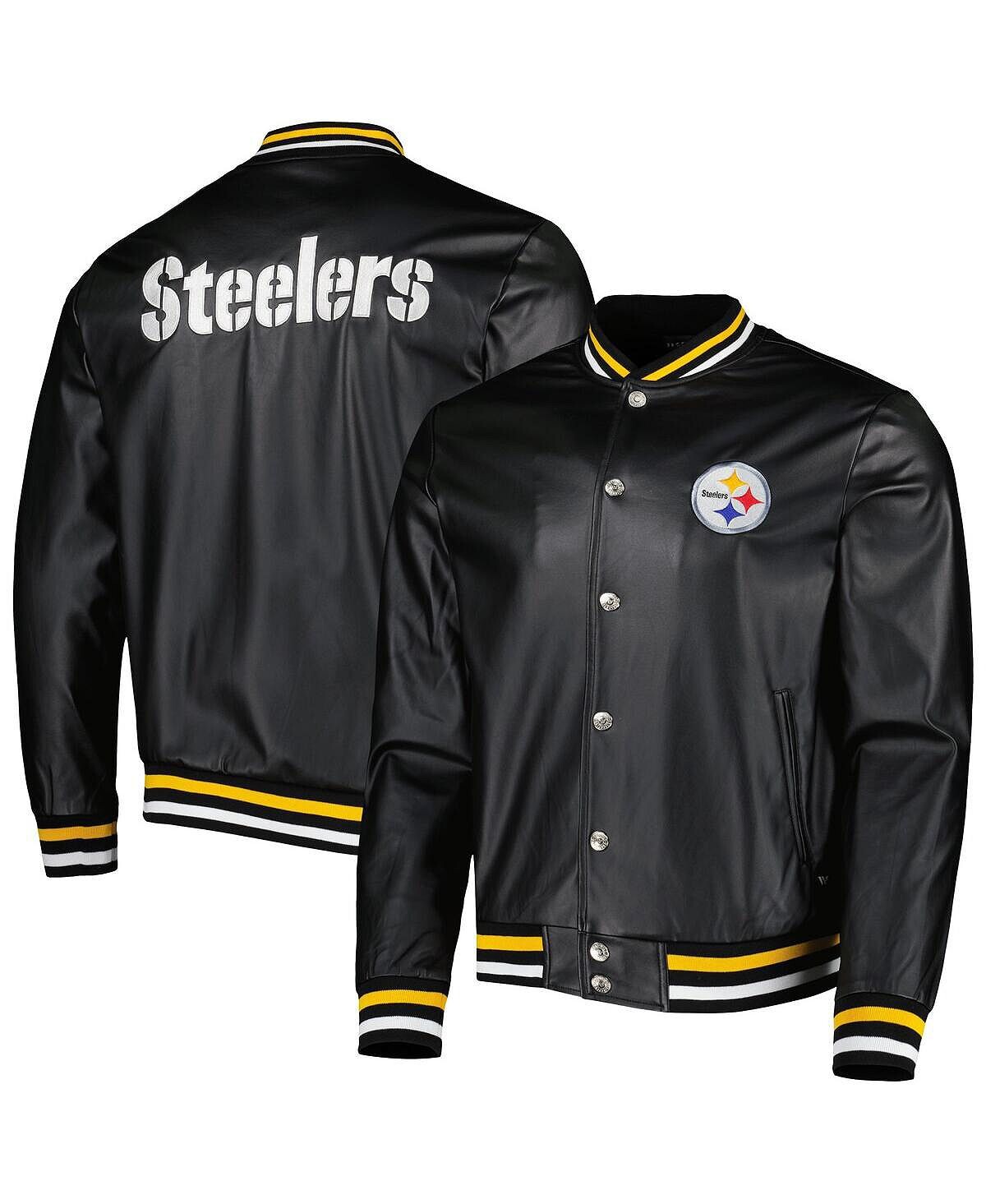 Мужская черная куртка-бомбер pittsburgh steelers с эффектом металлик на застежках The Wild Collective, черный
Мужская черная куртка-бомбер pittsburgh steelers с эффектом металлик на застежках The Wild Collective, черный