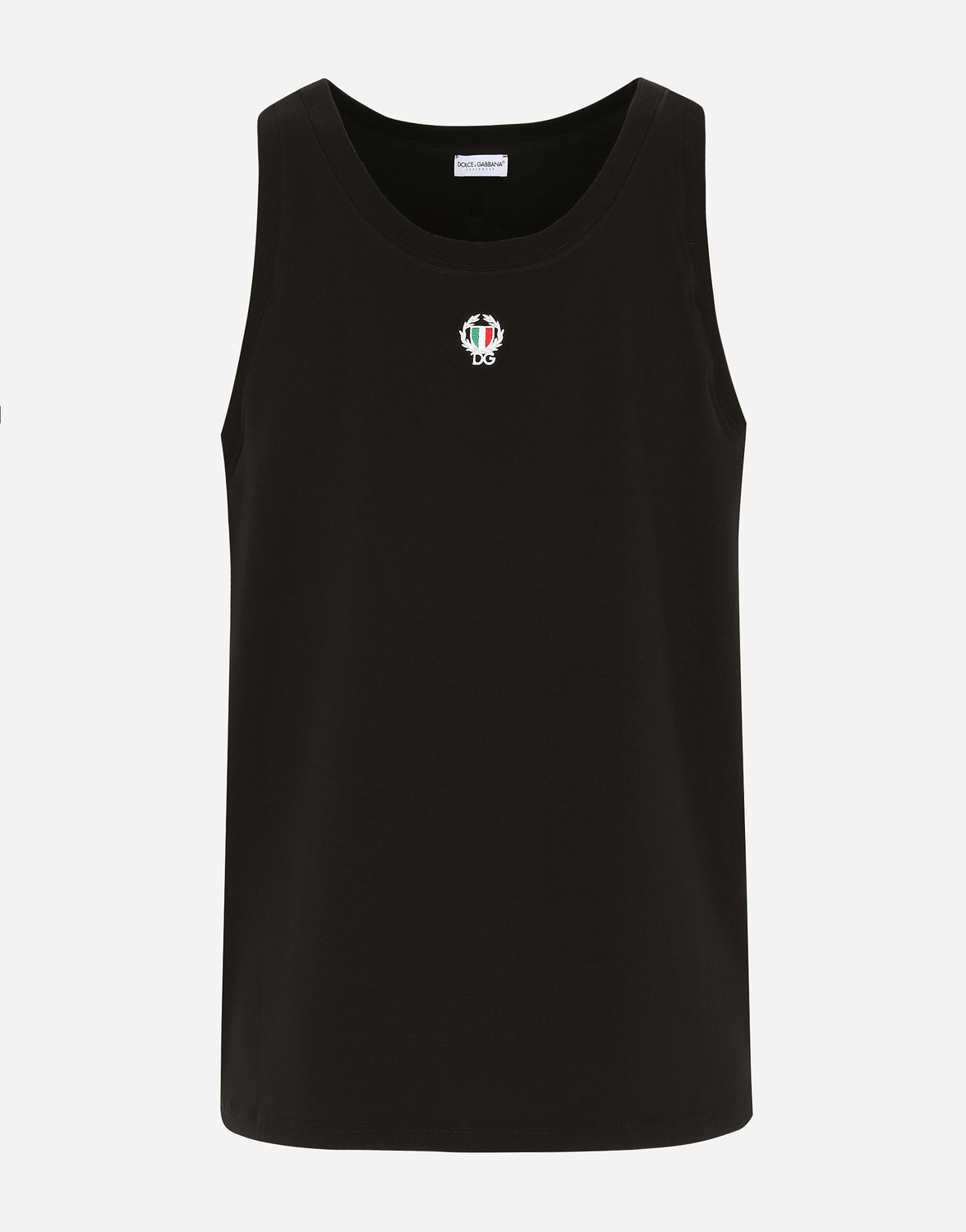 Майка из хлопка с двусторонней эластичностью и нашивкой Dolce & Gabbana, черный
Майка из хлопка с двусторонней эластичностью и нашивкой Dolce & Gabbana, черный